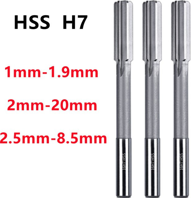 HSS Reibahle H7 mit geradem Schaft und 6 Flöten für CNC-Maschinen, Silber, Durchmesser 3mm-20mm - Bild 1