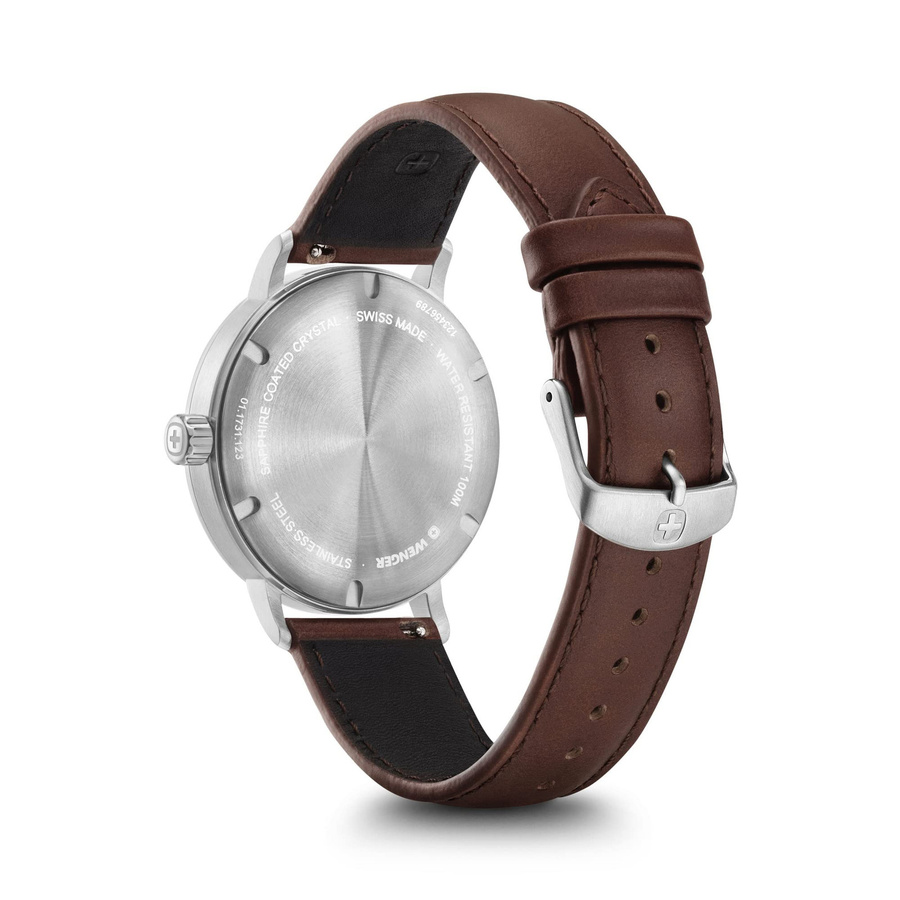 Wenger Armbanduhr, Quarz, Edelstahl, Blau, Leder, 10 ATM - Bild 2