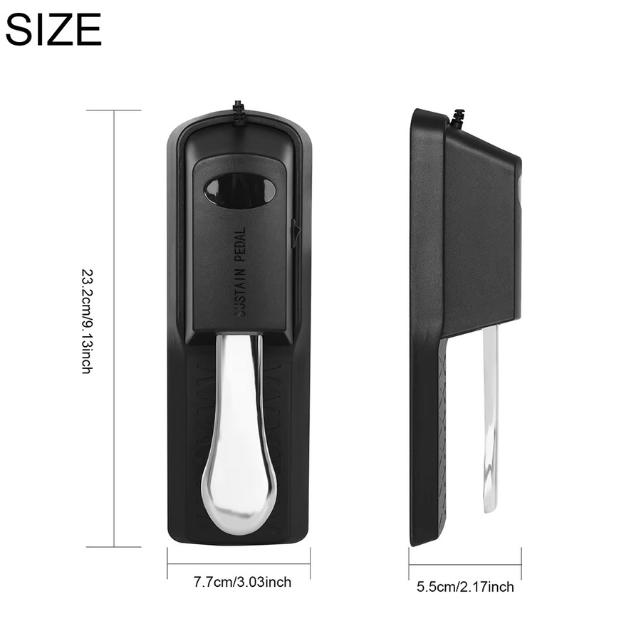 IRIN Sustain-Pedal für elektronische Klaviere und Tastaturen, Universal Dämpfer-Pedal in Schwarz - Bild 3