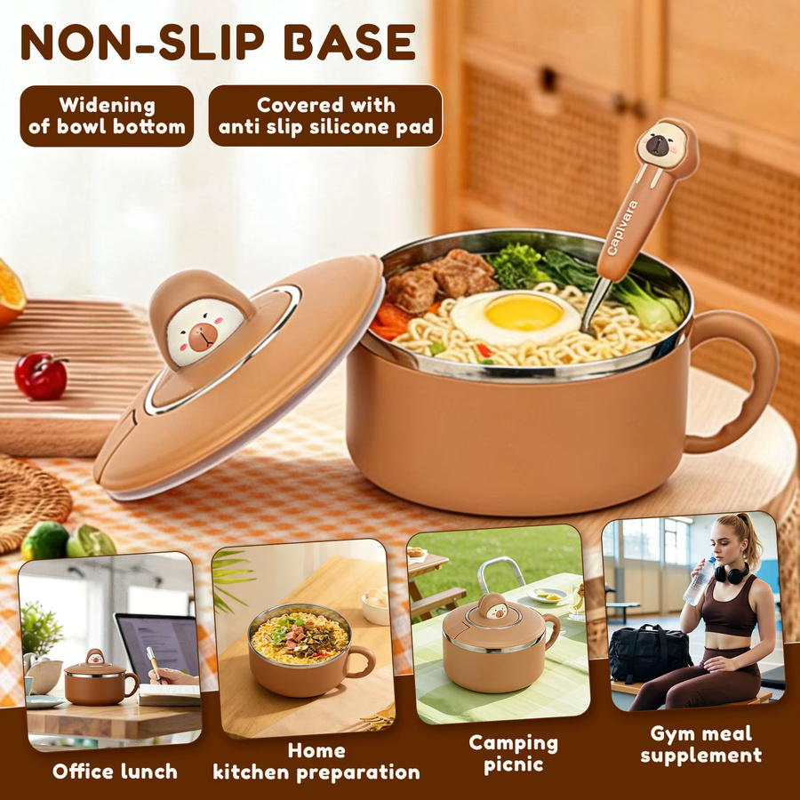 Willstar Ramen-Schüssel mit Deckel und Abtropffunktion für Instantnudeln, 1200 ml, Pink oder Braun - Bild 6
