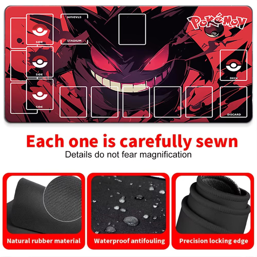 Potdemiel Pokémon Gengar TCG Spielmatte, Rot-Schwarz, mit Zonen - Bild 4