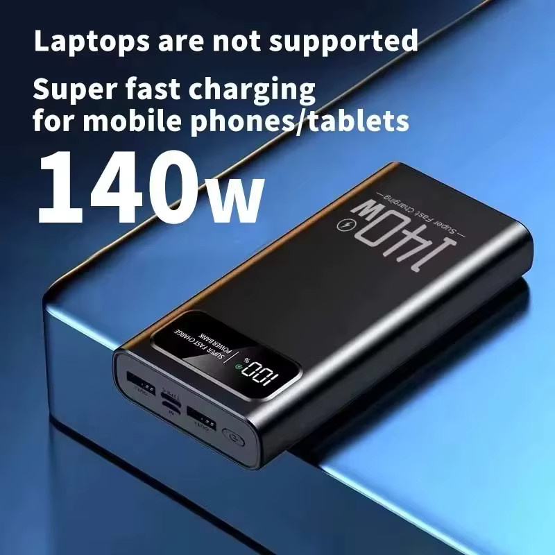 Lenovo 140W Hochleistungs-Powerbank mit 50000 mAh und LED-Digitalanzeige in Schwarz oder Weiß für iPhone und Samsung - Bild 5
