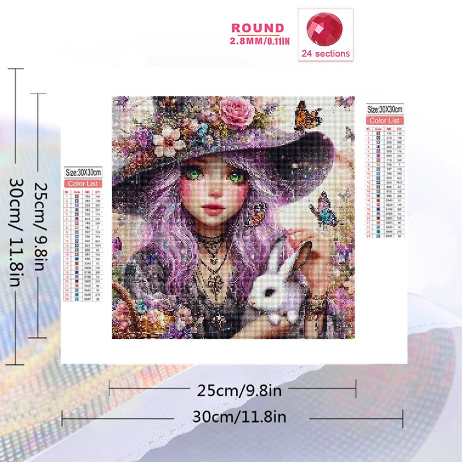 YUTTEE Diamantmalerei für Kinder mit Kaninchen-Motiv als rundes Mosaik-Stickerei-Set in Multicolor - Bild 2