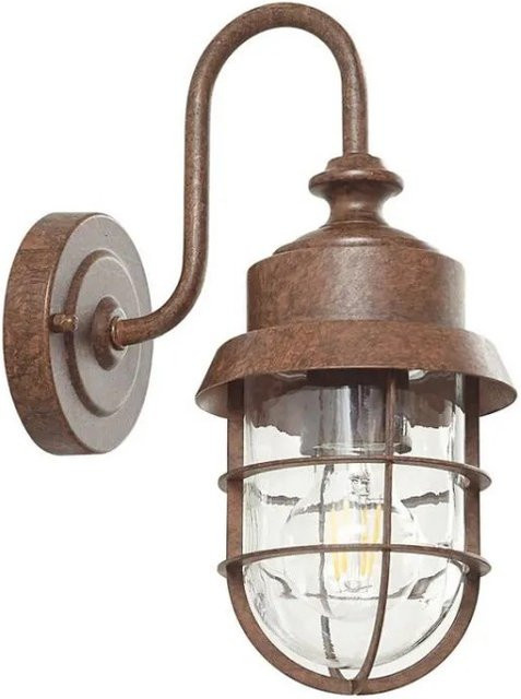 Lindby Wandleuchte Adalie Außenlaterne aus Metall in Braun, Landhaus Vintage Rustikal, 1-flammig E27, IP44, Höhe: 31,0 cm, Breite: 21,5 cm, Tiefe: 15,0 cm - Bild 1