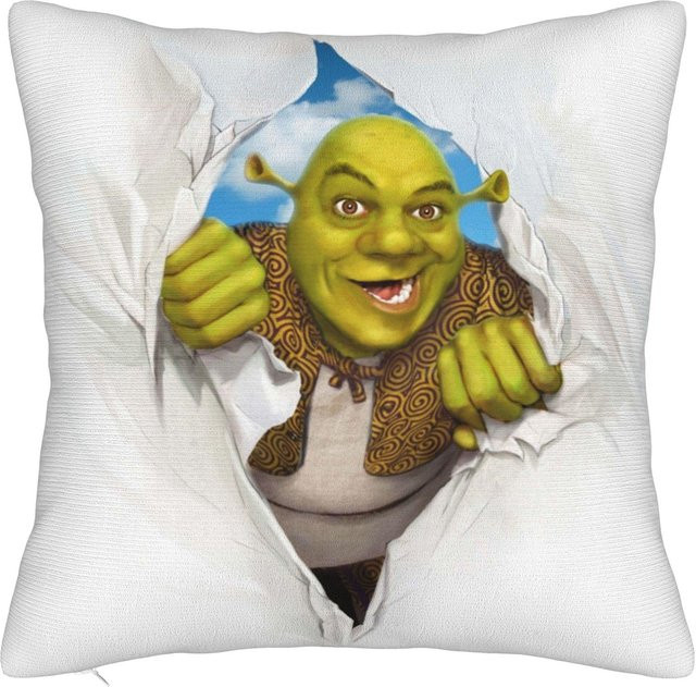 Hey Shrexy Shreks Meme Quadratische Kissenhülle aus Polyester in Weiß, B/B: 50 x 50 cm - Bild 1