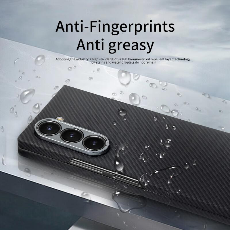 Aramid Kevlar Kohlefaser Handyhülle für Samsung Galaxy Z Fold 7 6 5 mit Magnetfunktion und kabellosem Laden in Schwarz - Bild 2