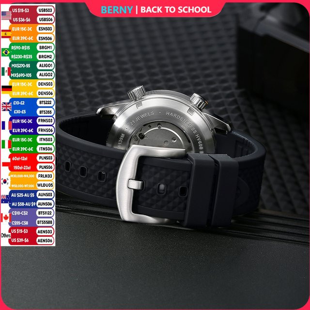 BERNY Uhrenarmband Silikon, Schwarz, Unisex - Bild 1