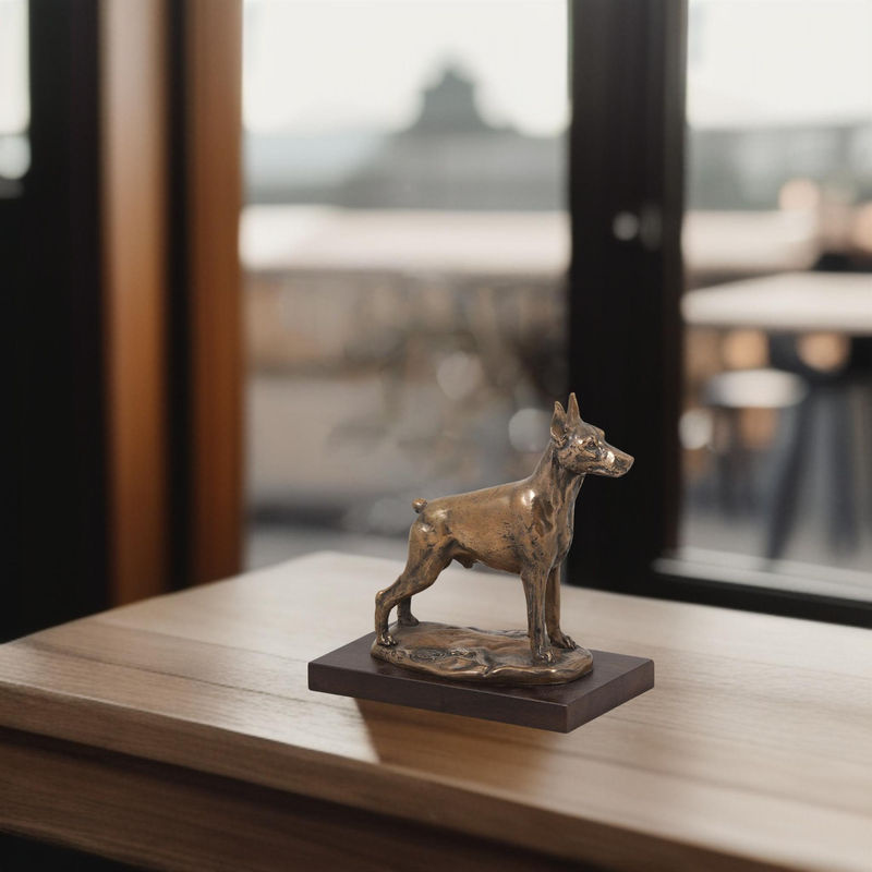Hundestatue Dobermann Pinscher von Art-Dog in Braun als dekorative Figur für dein Büro oder als Trophäe - Bild 4