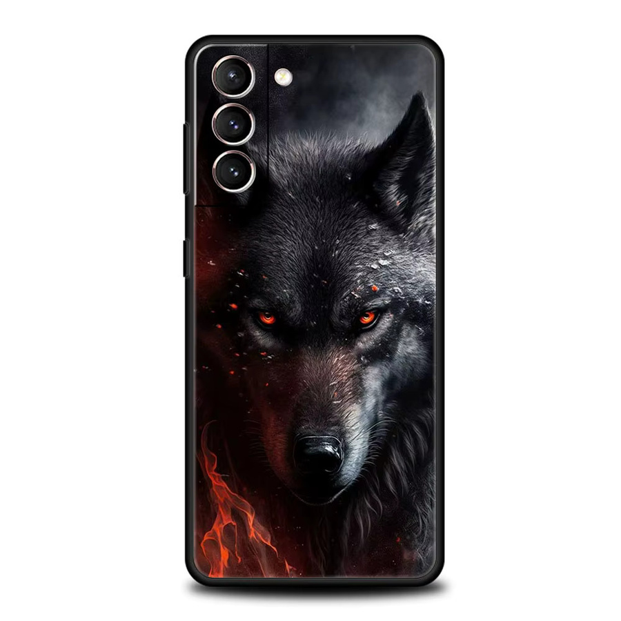The Wolf Handyhülle Soft Cover für Samsung Galaxy S25 S24 S23 FE S22 Ultra S21 S20 S10 Plus S10E 5G in Schwarz - Bild 2