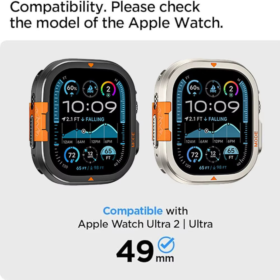 HUADAI Metallgehäuse-Bildschirm für Apple Watch Ultra 2, Schwarz, Unisex - Bild 2