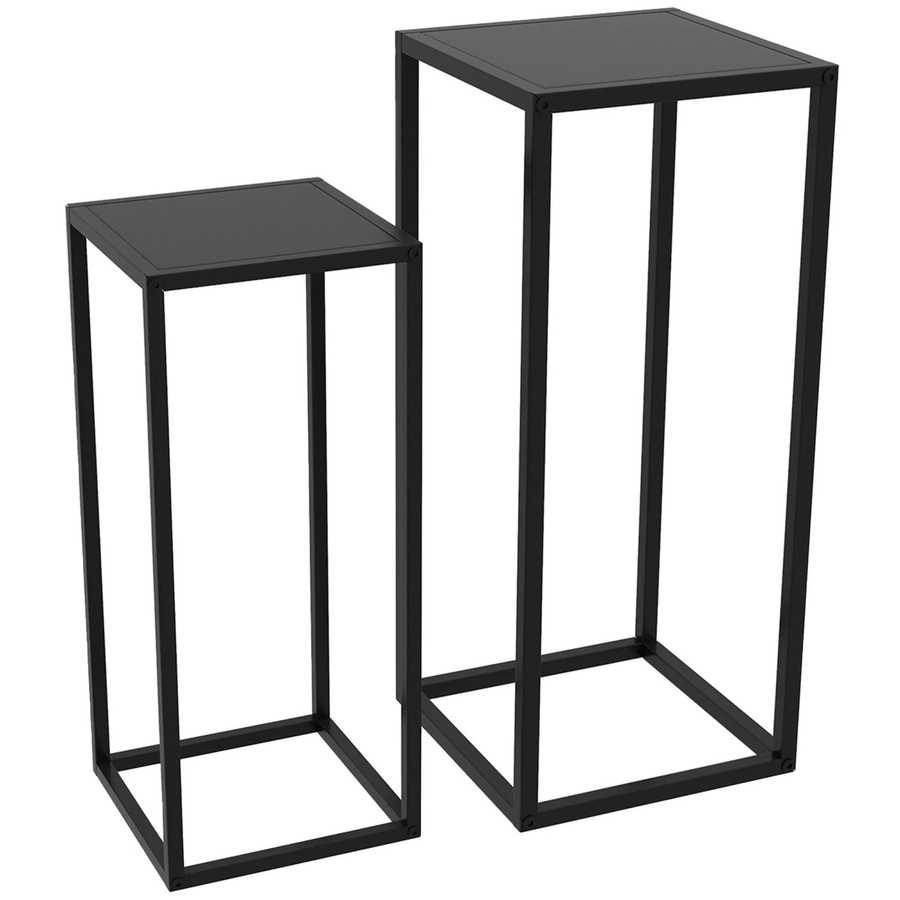 Furnicato Blumenständer Set 2er Schwarz im industriellen Stil aus Stahl, B/T/H: 25 x 25 x 58 cm und 31 x 31 x 65 cm - Bild 2