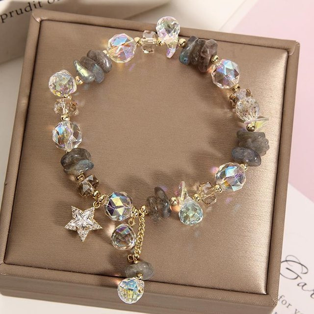 Venu Sceneri Armband, Kristallperlen, Stern Zirkon Anhänger, Damen, gray - Bild 1