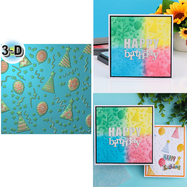 Party Time 3D-Prägeordner aus Kunststoff in Multicolour für Scrapbooking und Geburtstagskarten - Bild 1