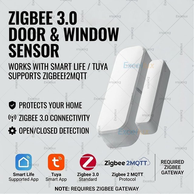 Tuya Zigbee Türsensor Fenster-Offen-Geschlossen-Detektor für dein Smart Home Sicherheitssystem in Weiß, kompatibel mit Home Assistant Z2MQTT - Bild 1