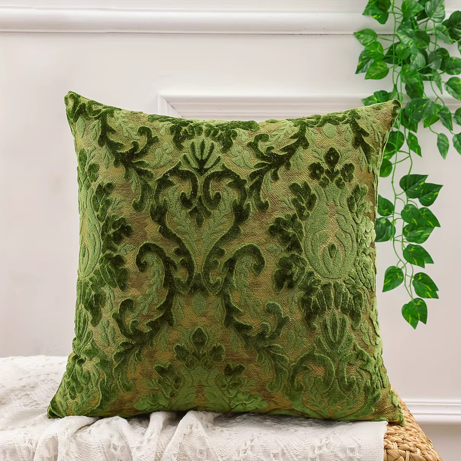 Miater Chenille Kissenbezug Green Leaf Jacquard mit tropischem Pflanzenmuster, Farbe: Grün, B/T: 45 x 45 cm - Bild 3