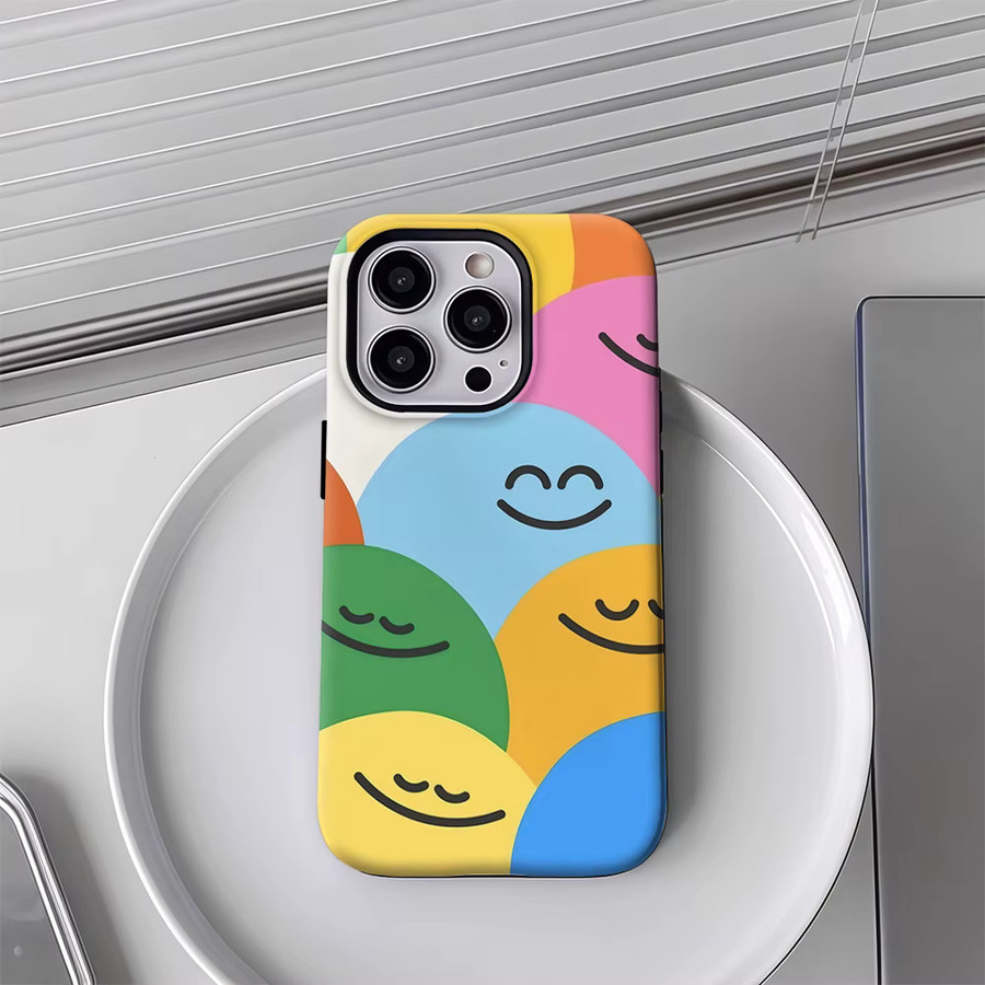 Smiley-Farbkugeln Handyhülle für Apple iPhone 17 16 15 14 13 12 11 Pro Max Plus mit doppelschichtiger Rückseite in Multicolour - Bild 3