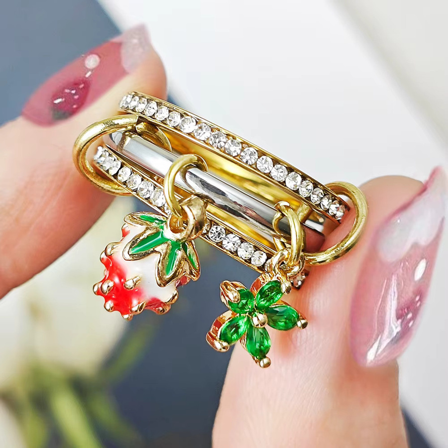 SMALING Ringe-Set Edelstahl, Spinell, Damen - Bild 2