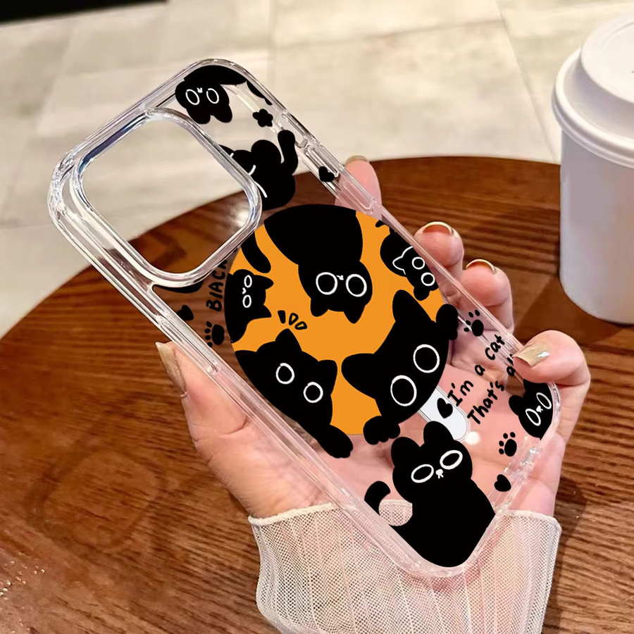 Stoßfeste Silikon Handyhülle mit Magnetfunktion und Katze-Design für Apple iPhone 17 Pro Max, 16, 15, 14, 13, 12, 11 und 17 Air in Multicolour - Bild 3