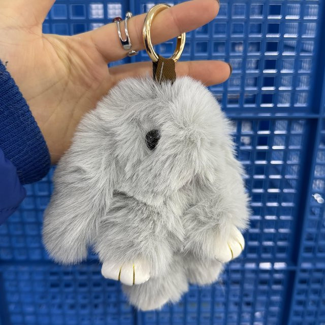 Rd lala Anhänger, Kaninchenfell-Pompon Hase, Unisex - Bild 1
