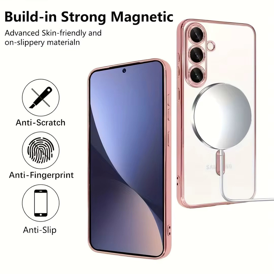 Samsung Magnetische Ladehülle mit Linsenschutz für Galaxy S26 S25 S24 S23 S22 S21 S20 Ultra Plus FE in Gold und Transparent - Bild 4