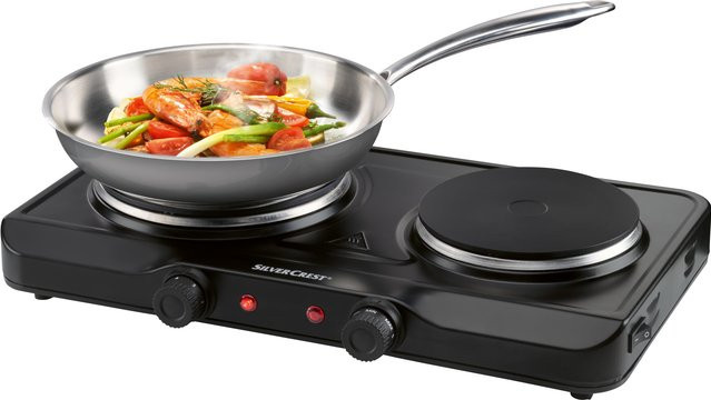 SILVERCREST KITCHEN TOOLS Doppelkochplatte SDK 2500 E1 in Schwarz mit zwei Gusseisen-Heizplatten - Bild 1
