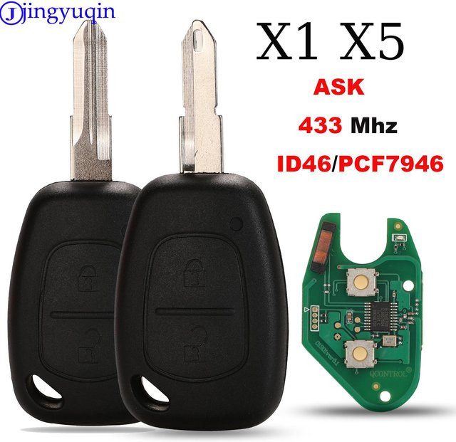 Jingyuqin X1 X5 Auto Fernbedienung Schlüssel für Renault Master Kangoo Clio Twingo mit VAC102 Klinge und PCF7946/ID46 Chip 433MHz - Bild 1
