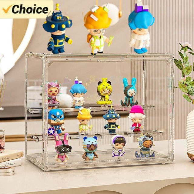 GENGSHENG Acryl-Präsentationsregal mit 3 Lagen, transparente Blindbox-Aufbewahrungsbox für Puppen und Anime-Figuren - Bild 1