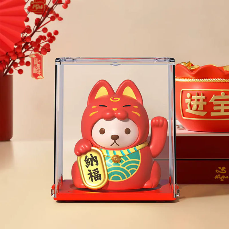 Solarbetriebene Maneki Neko Glückskatze von ACRDDK als dekoratives Ornament für Auto und Schreibtisch in Rosa, Rot, Gelb oder Weiß, Höhe: 7,62 cm - Bild 3