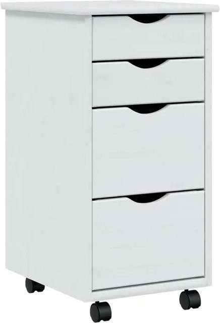 vidaXL Rollschrank MOSS Modell 5 aus Massivholz Kiefer mit Schubladen in Weiß mit rustikaler Optik B/T/H: 65,5 x 39,0 x 39,0 cm - Bild 1