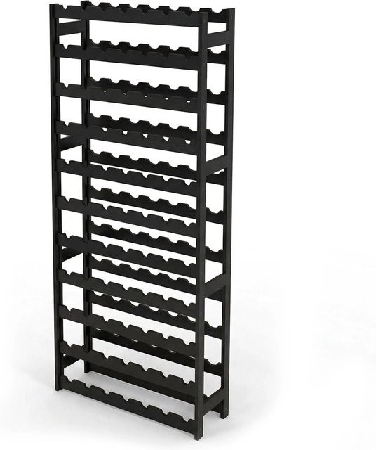 Relaxdays Weinregal aus Walnussholz in Schwarz für 77 Flaschen, B/T/H: 72,5 x 25 x 166 cm - Bild 1