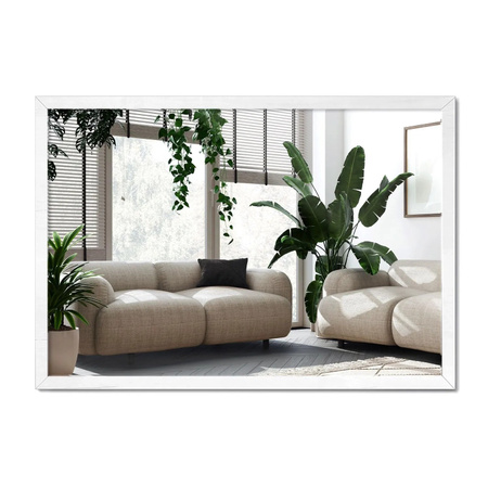 Wallfluent Moderner Spiegel Rechteckig mit MDF-Holzrahmen, Weiß, Breite: 70 cm, Höhe: 100 cm