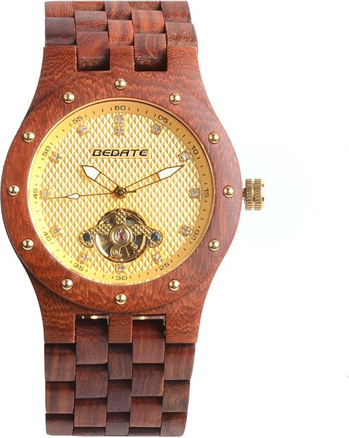 BEWELL Armbanduhr, Naturholz, Gold, Herren, Analoguhr - Bild 1
