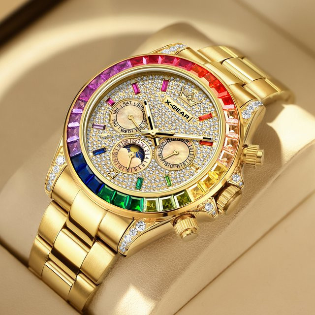 X-GEAR Armbanduhr Gold, mechanisch, Diamantbesetzt, Herren - Bild 1