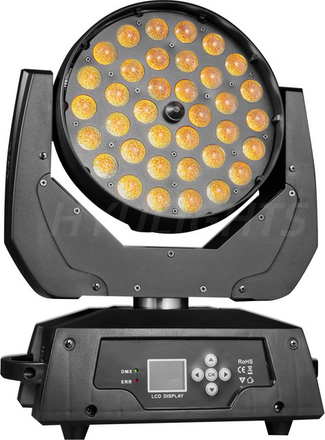 HYULIGHTS LED Moving Head Wash Light RGBWA UV 6in1 mit Zoom und CTO Farbtemperatur, Schwarz - Bild 1