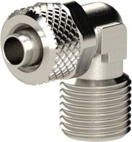 Riegler Winkel-Einschraubverschraubung aus Messing in Silber, R 1/4 a. für Schlauch 6/4 - Bild 1