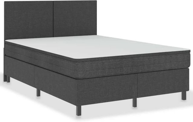 vidaXL Boxspringbett Hybrid in Dunkelgrau aus Stoff mit Schaumfüllung B/T/H: 160 x 200 x 116 cm - Bild 1