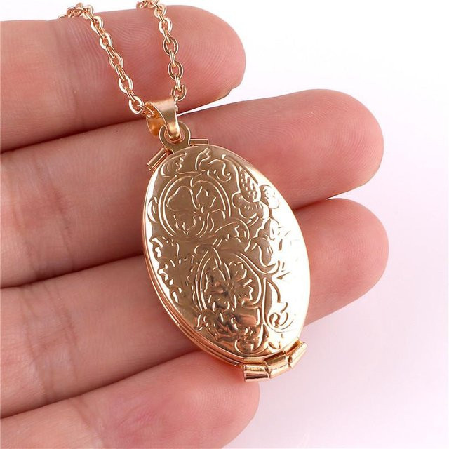 Halskette, Medaillon, Oval, Blume, Brown, Unisex - Bild 1