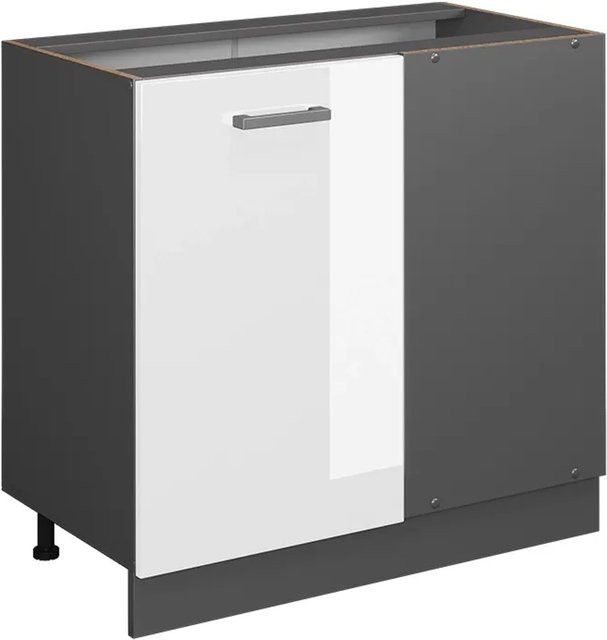 Vicco Eckunterschrank R-Line Küchenschrank in Weiß Hochglanz und Anthrazit, Höhe: 86 cm - Bild 1