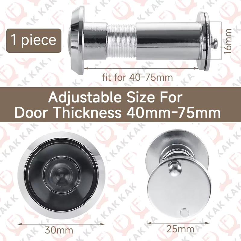KAK 220-Grad-Türspion mit HD-Glaslinse und Sichtschutzabdeckung für Haustüren und Hotelzimmer, passend für Türstärken von 40 bis 75 mm, in Schwarz oder Silber - Bild 4
