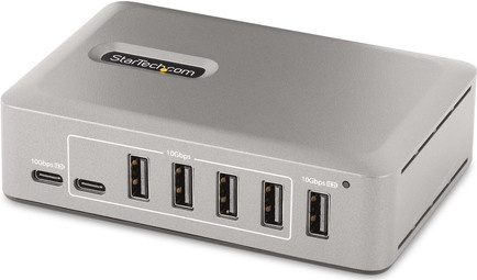 StarTech.com 10-Port USB-C Hub in Silber mit 8x USB-A und 2x USB-C, 10 Gbit/s USB 3.1/3.2 Gen 2, inklusive 65 W Netzteil und verriegelbarem Kabel (10G8A2CS-USB-C-HUB) - Bild 1