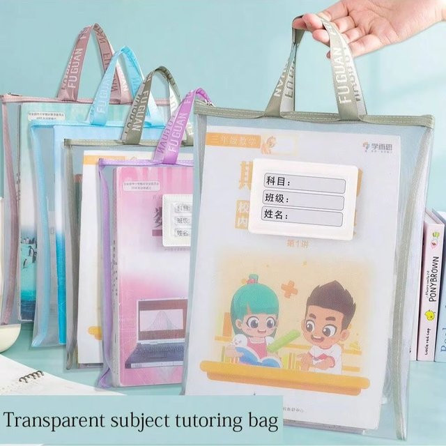 Transparente A4-Handtasche aus Kunststoff in Pink zur Organisation von Dokumenten und Testpapieren - Bild 1