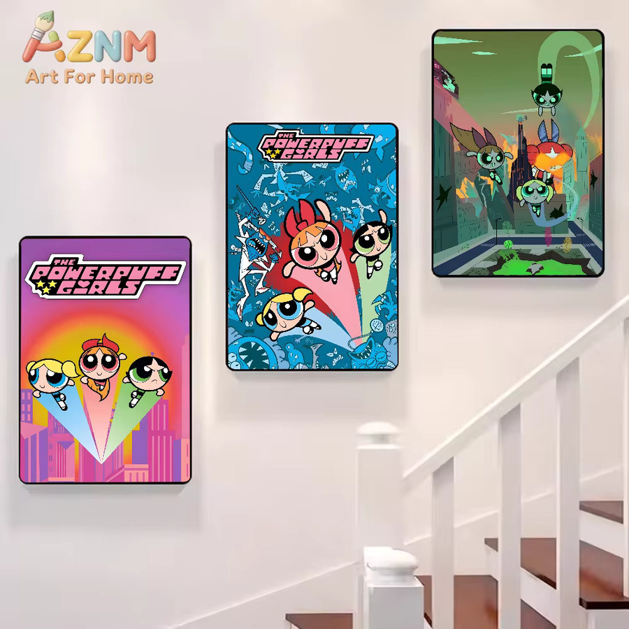 Kayou Powerpuff Girls Poster, selbstklebendes HD-Kunstposter aus Papier, wasserfeste Wanddekoration in Mehrfarben - Bild 2