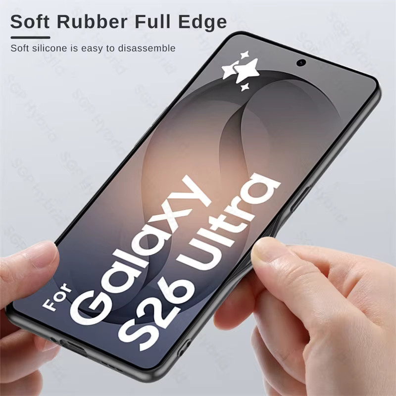 Luxuriöse Schafsleder-Schutzhülle für Samsung Galaxy S26 Ultra und S26+ 5G mit weichem Silikon-Stoßfänger in Braun und Grau - Bild 2
