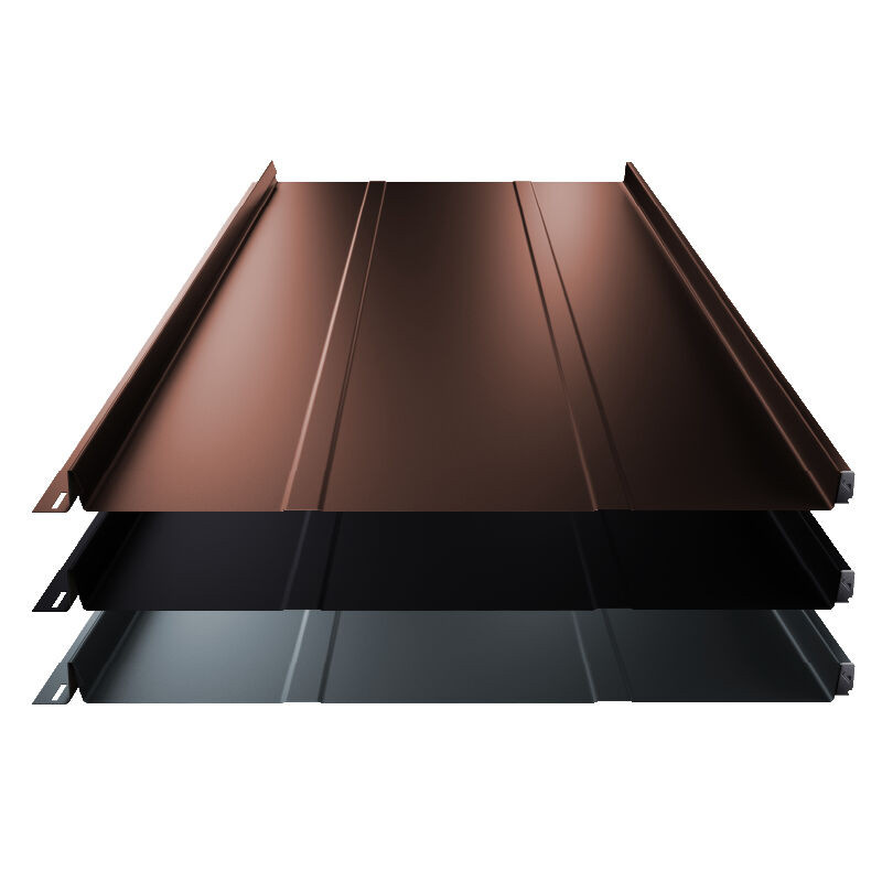 Stehfalz Terrano Dach und Wand aus Aluminium von Blachotrapez GmbH in Braun mit Prägung, 0,60 mm Stärke und 52,5 cm Breite - Bild 1