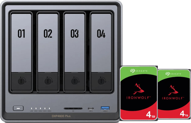UGREEN NASync DXP4800 Plus NAS-System in Grau mit 2x 4TB Seagate Ironwolf Festplatten - Bild 1