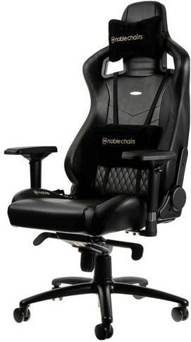 Noblechairs EPIC Gaming Stuhl aus Echtleder in Schwarz mit Kopfstütze und multidirektionaler Funktion - Bild 1