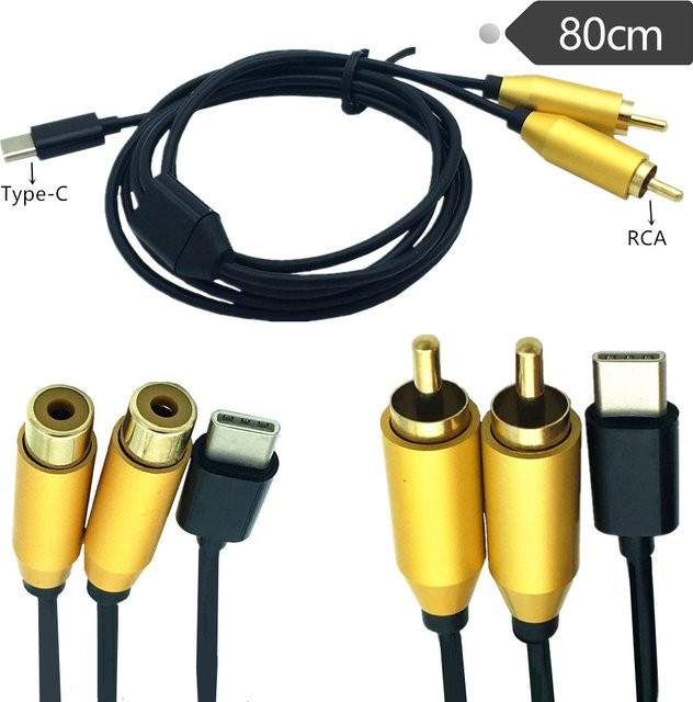 MACDOT USB-C auf 2 Dual RCA Adapter Kabel für Video und Audio Signal Konverter - Bild 1