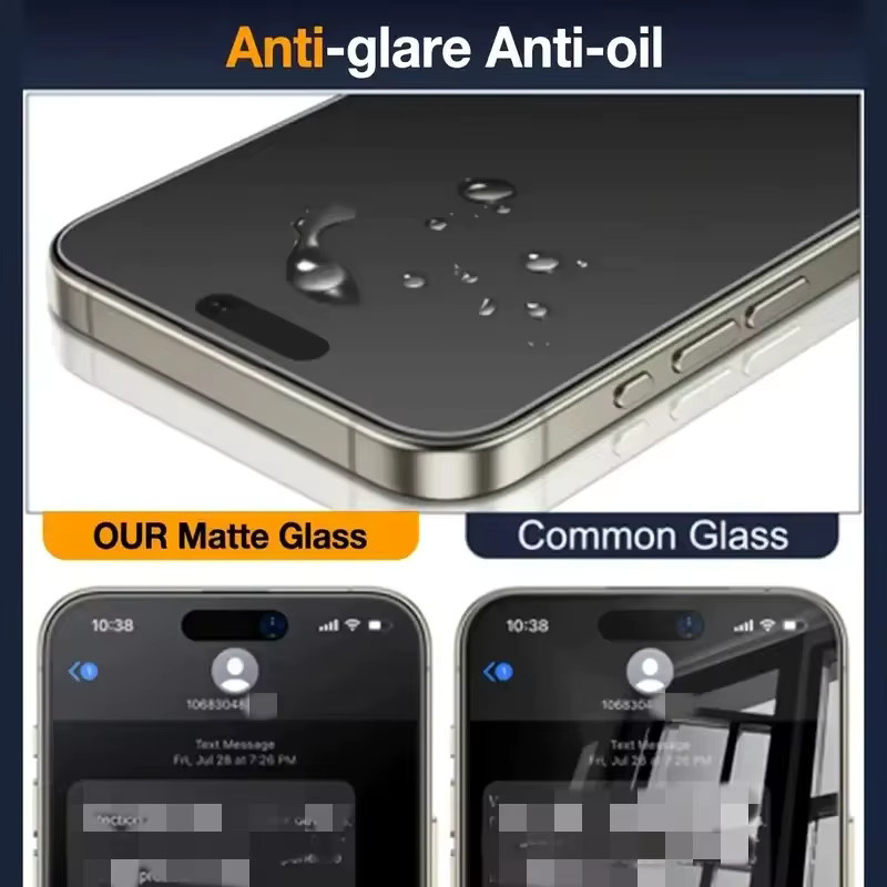 Matte Blickschutzfolie für Apple iPhone 11 bis iPhone 17 Pro Max Anti-Spionage-Glas mit staubfreier Installation, transparent - Bild 4