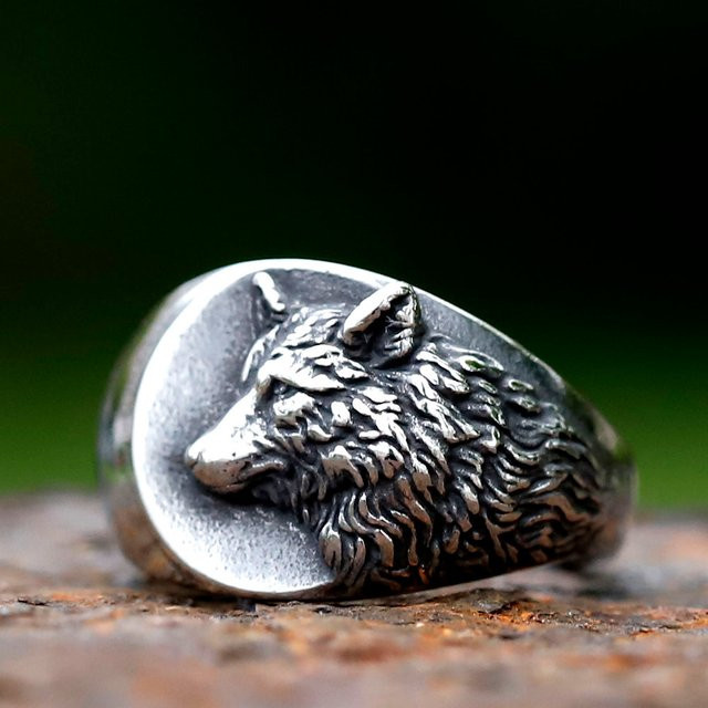 Herrenring Vikingar Lin, Edelstahl, Silber, Wikinger-Wolf von Thor - Bild 1