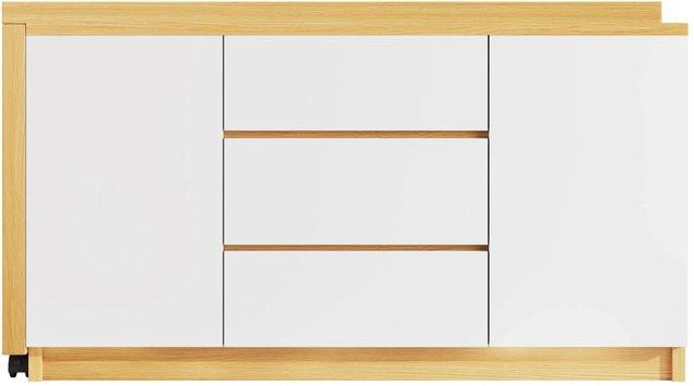 okwish Eckschreibtisch Klappschreibtisch mit Rollen Weiß/Eiche, B: 120 cm, T: 50 cm, H: 76,5 cm - Bild 1